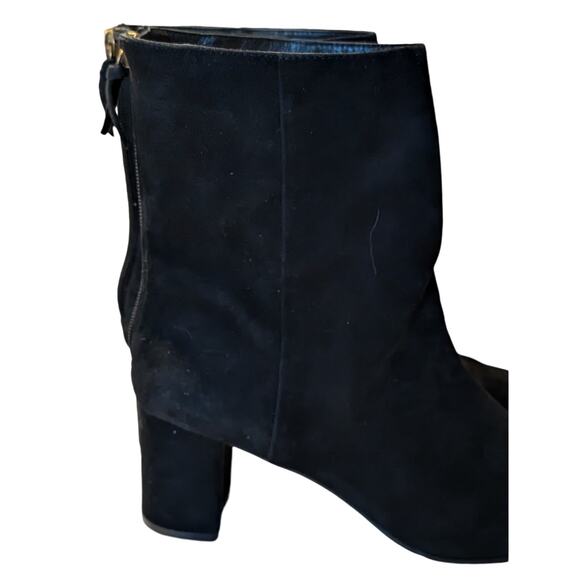 J. Crew Black Suede Round Toe High Ankle Back Zip Chunky Heel Boot Womens Sz 9 - Picture 11 of 12